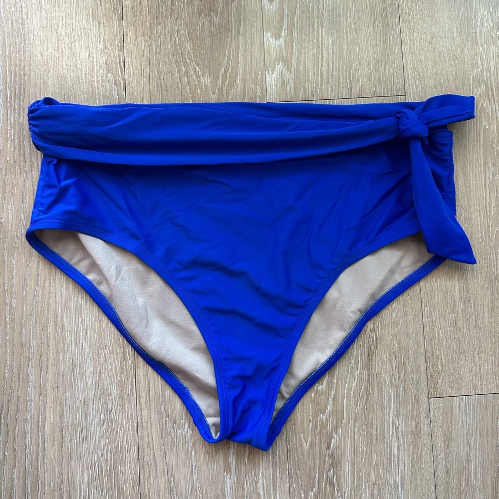 Kona Sol Royal Blue High Waist Bikini Bottom with Side Tie